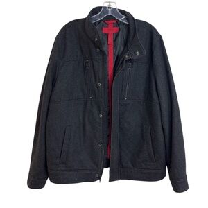 Alfani Fitted Men’s Jacket Charcoal Wool-Blend  Zip-Up & Snap Front Size L